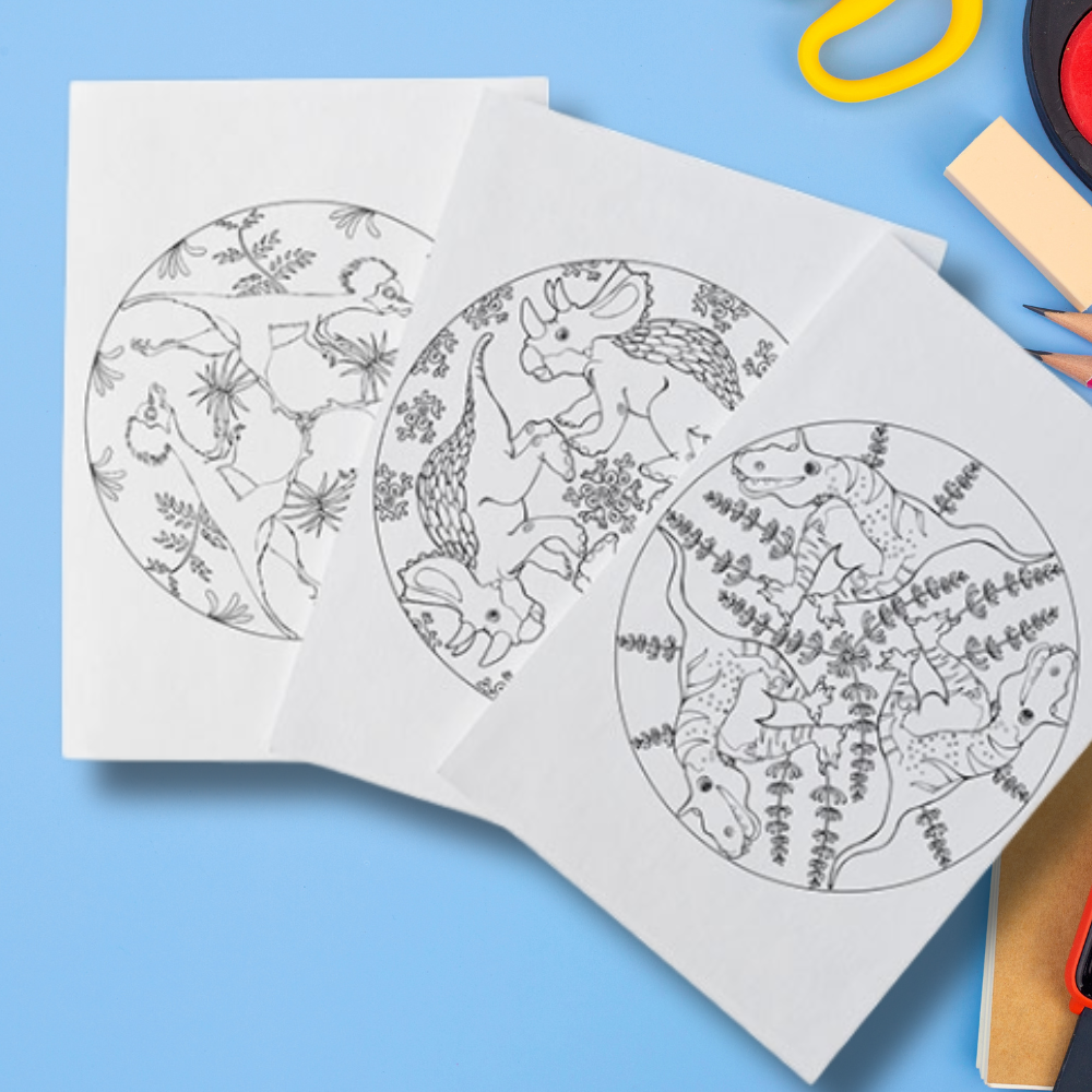 Really cool mandalas colroing book with dinsaurs. Easy from 4 years and up