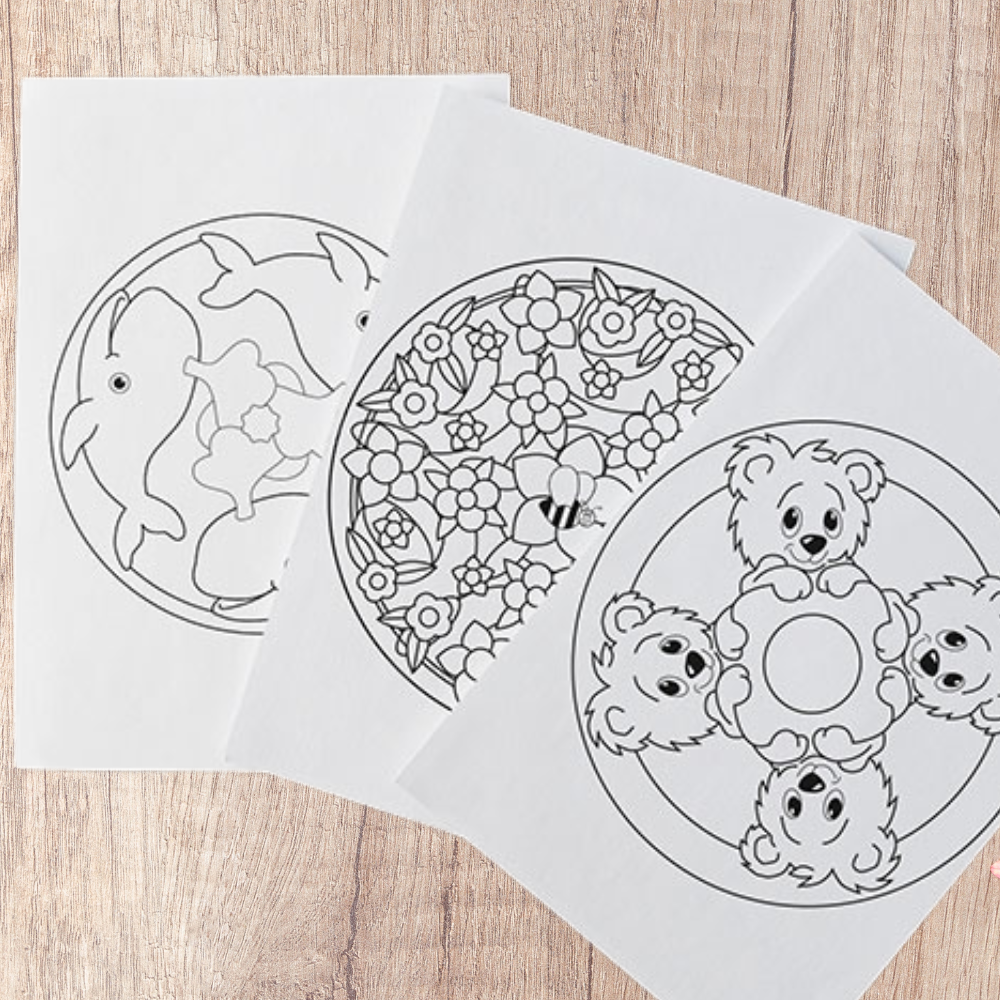 The Favorite Motifs Mandalas Coloring Book page, showcasing a vibrant, kid-friendly animal motif on thick paper.